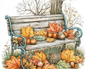 Autumn Watercolor Clipart Fall Leaves Acorns Woodland Animals Junk Journal Digital Download 12 JPG