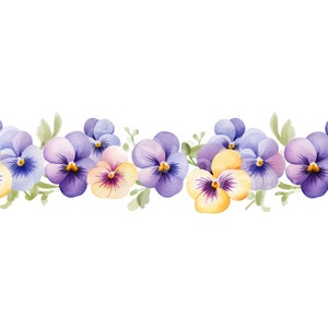 Bloemenrand aquarel clipart, 10 jpg, digitale download, digitale papierkunst, viooltjesrand, kaarten maken, muur clipart, digitale planner