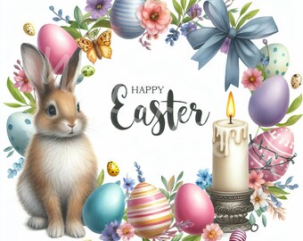 Happy Easter Clipart, 12 Jpg, Digital Download, Junk Journal