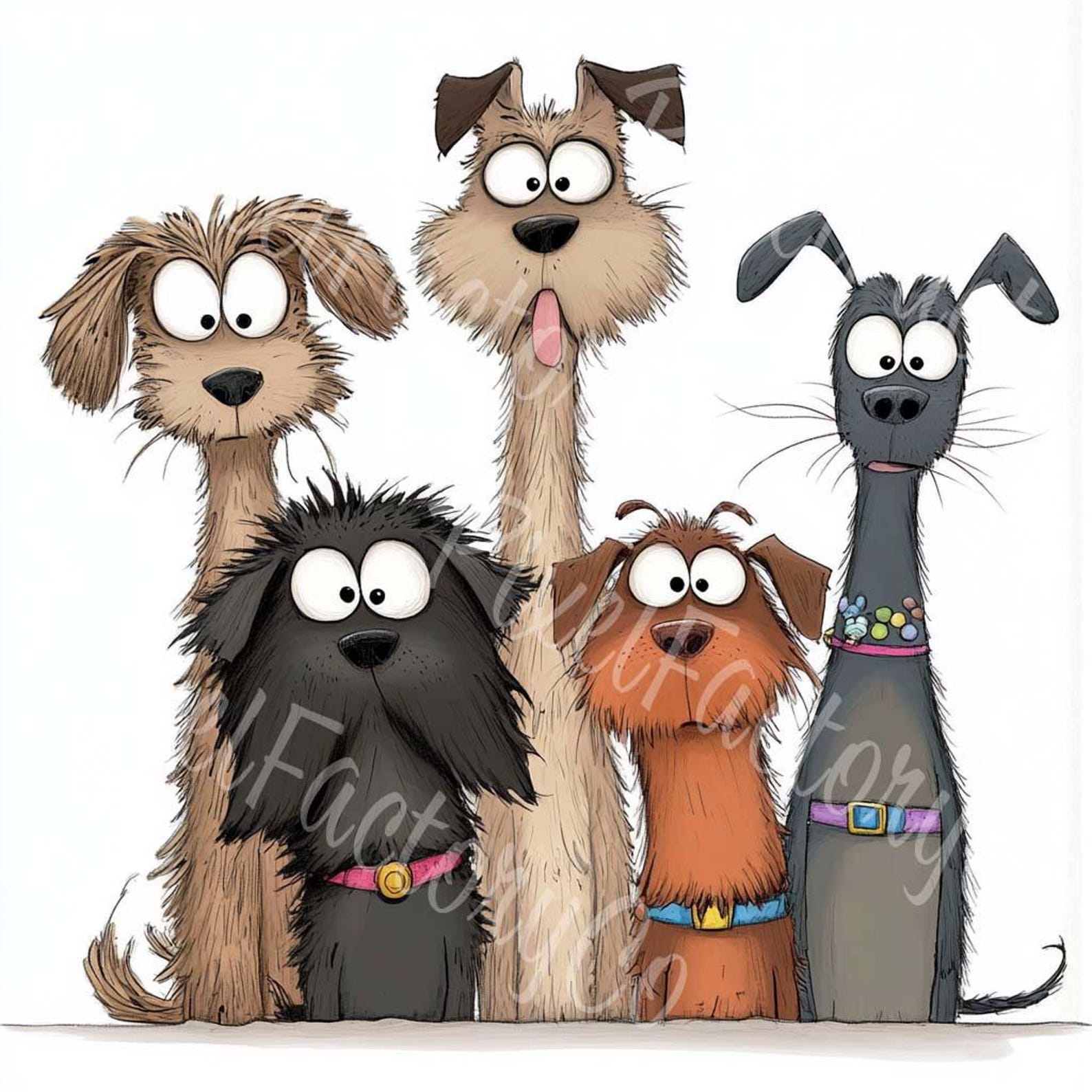 Whimsical Dogs Clipart: Funny Cartoon Pet Illustrations (digital ...
