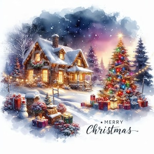 Weihnachten wünscht Clipart 10 JPG Digital Download Kartenherstellung Weihnachtsdekoration Weihnachtslandschaft Weihnachtsbaum Scrapbook Junk Journal