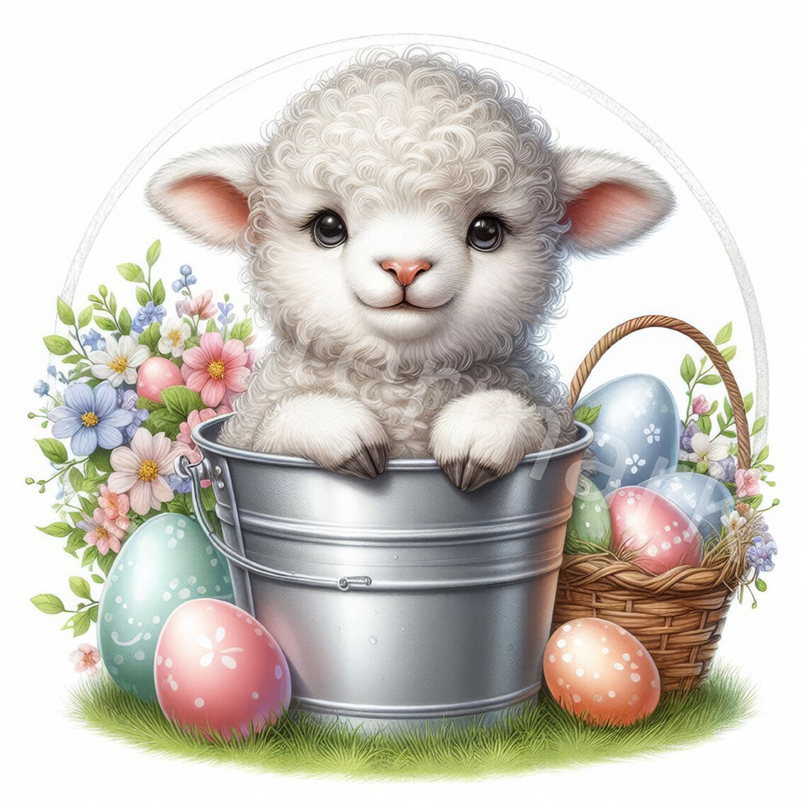 Easter Lamb Clipart, 11 Jpg, Digital Download, Easter Animals, Digital