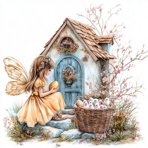 Fada Páscoa Clipart Ovos Arquivos Digitais 12 JPG Fantasia Primavera Imprimíveis Artesanato Scrapbooking Cartões Decorações Convites Uso Comercial