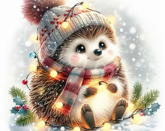 Igel Weihnachten Clipart: Aquarell Tiere (Digitaler Download)
