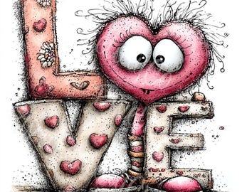 Valentine Clipart, Love Characters, Digital Download For Cards, Scrapbooking, Invitations, 12 JPG