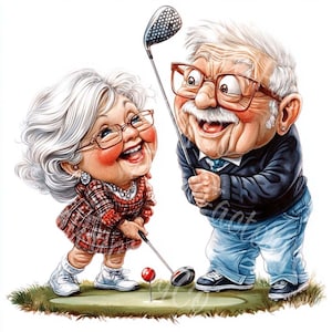 Funny Senior Golfers Clipart Digital JPG Files For Scrapbooking Cards Party Decor And Funny Retirement Projects Printable Art Junk Journal