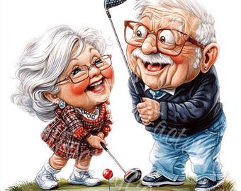 Funny Senior Golfers Clipart: Retirement Party Decor (Digital JPG Files)