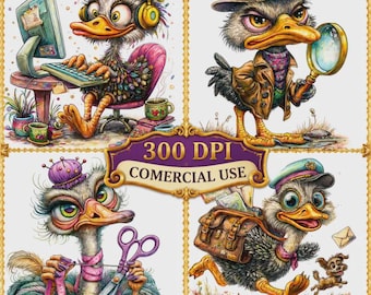 Watercolor Funny Duck Clipart Bundle Digital Download For Stickers Cards Scrapbooks Decorations Crafts