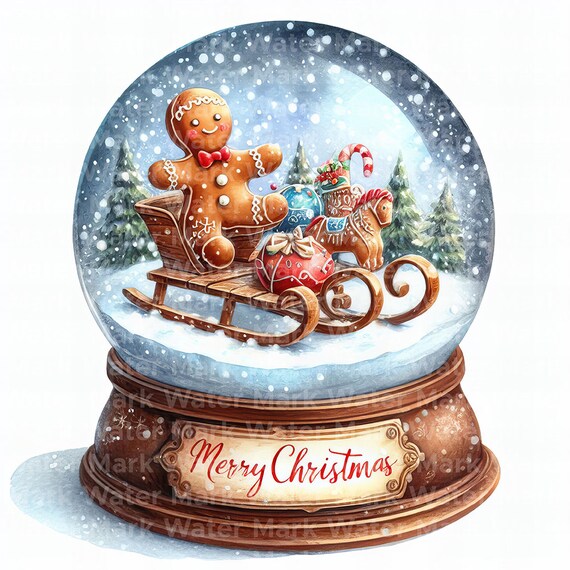 Christmas Snow Globe Clipart, 13 Jpg, Digital Download, Card