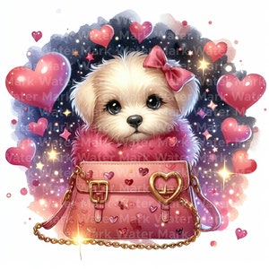 Valentinstag Hund Clipart, 12 JPG, digitaler Download, Hund mit Herz Clipart, Junk Journal, Valentinstag Dekorationen, digitales Papiermodell