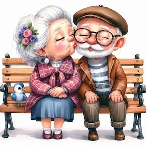 Clipart couple de personnes âgées amoureux, 12 jpg, grand-mère et grand-père, graphiques de personnes, téléchargement numérique, albums de coupures, journal indésirable, créations numériques en papier