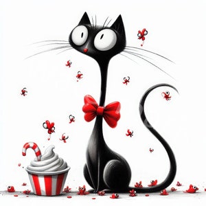 Clipart chats insolites et drôles, 11 JPG, téléchargement numérique, animaux originaux, graphiques de chats, fous de chats noirs, fabrication de cartes, albums de coupures, art mural