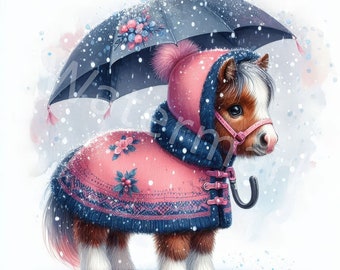 Clipart de animales navideños en acuarela: Gráficos navideños (Descarga digital)