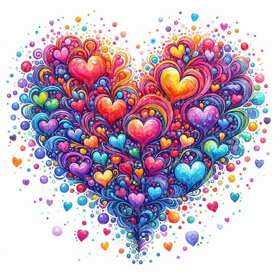 Watercolor Heart Clipart: Valentine's Day Couple Design (Digital Download)