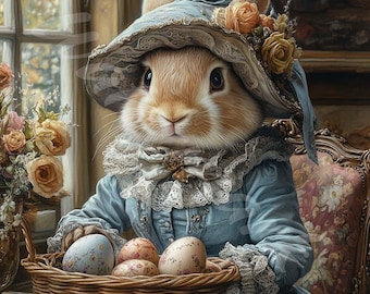 Victorian Easter Bunny Clipart: Retro Spring Art (Digital Download)