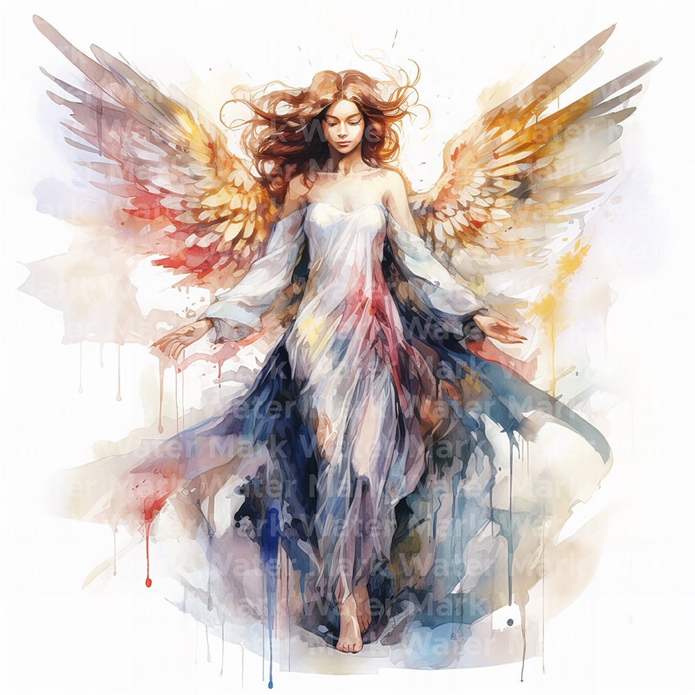 Watercolor Angel Clipart: JPG Angel Graphics for Card Making (digital ...