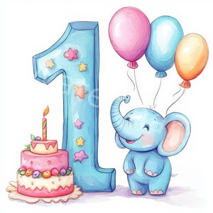 Clipart del primo compleanno del bambino, 12 jpg, download digitale, compleanno del bambino blu, grafica dei desideri dei bambini, inviti di compleanno, bambini, scrapbooking
