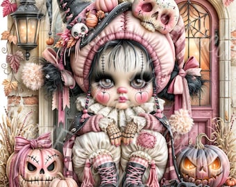 Halloween Whimsical Characters Clipart Digital Download For Junk Journals Scrapbooking Cards Ephemera 18JPG
