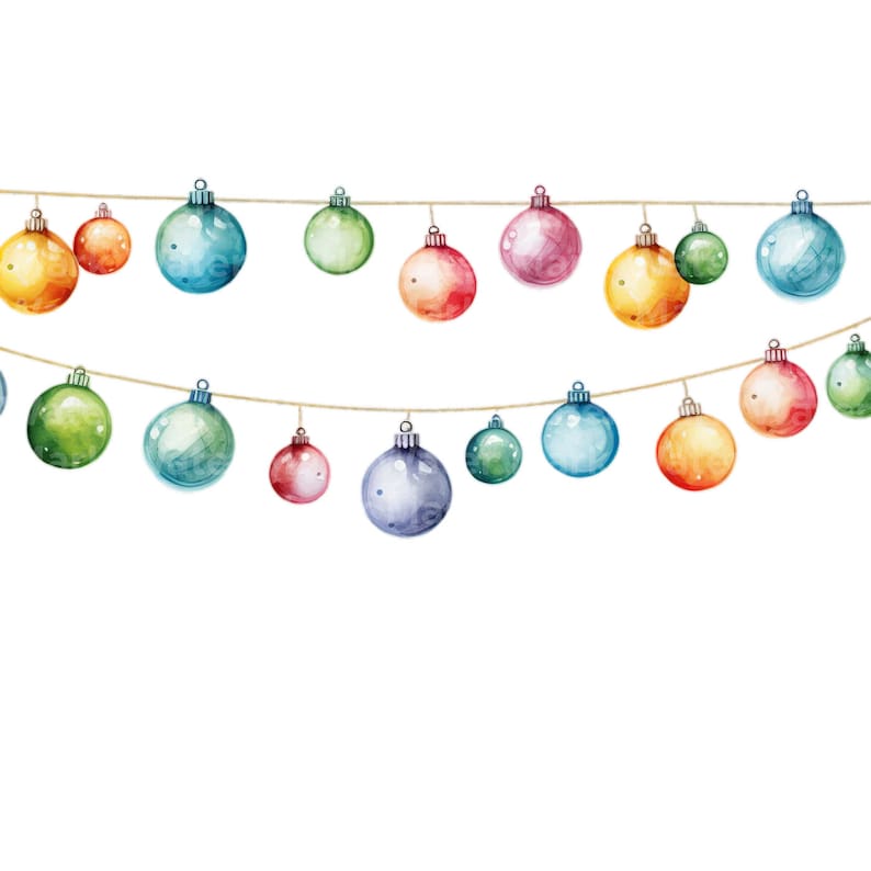 Watercolor Christmas Borders Clipart: Garland Designs (Digital Download) image 9