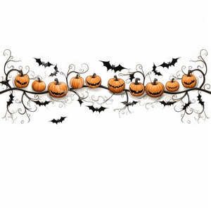 Watercolor Halloween Border Clipart: Pumpkin & Bats (digital Download ...