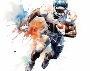 Watercolor American Football Clipart: Sports Illustrations (Digital Download)