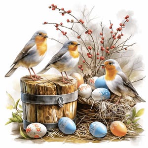 Aquarel paaseieren clipart vogels Pasen graphics lente kaarten maken stickers ongewenste dagboek plakboeken papier ambachten digitale download 12JPG