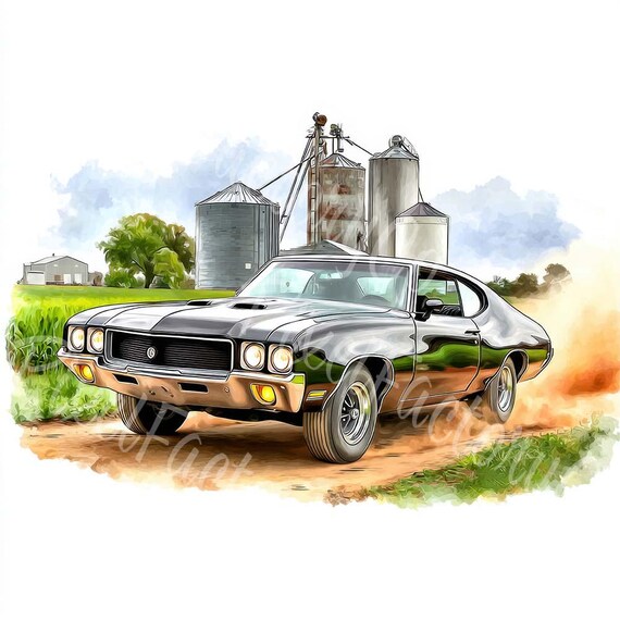 Vintage Muscle Car Clipart: Retro Vehicle Art, Scrapbooking