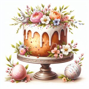 Clipart de gâteau de Pâques, 12 jpg, téléchargement numérique, clipart aquarelle, albums de coupures numériques, créations numériques en papier, fabrication de cartes, journal indésirable