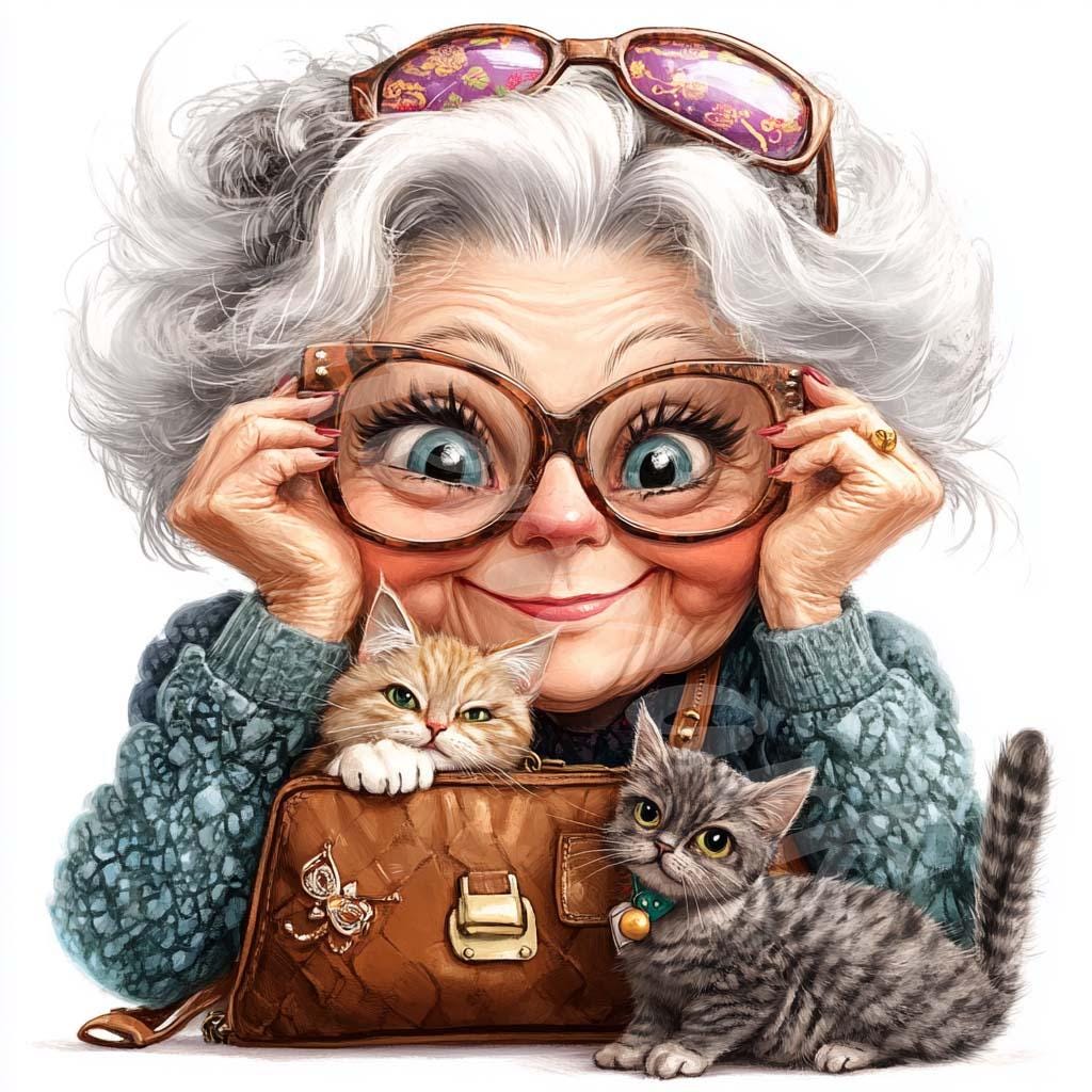 面白いおばあちゃんのクリップアート：クレイジーなおばあちゃんの