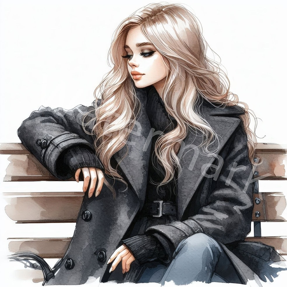 Autumn Girl Watercolor Clipart: Planner Graphics (digital Download