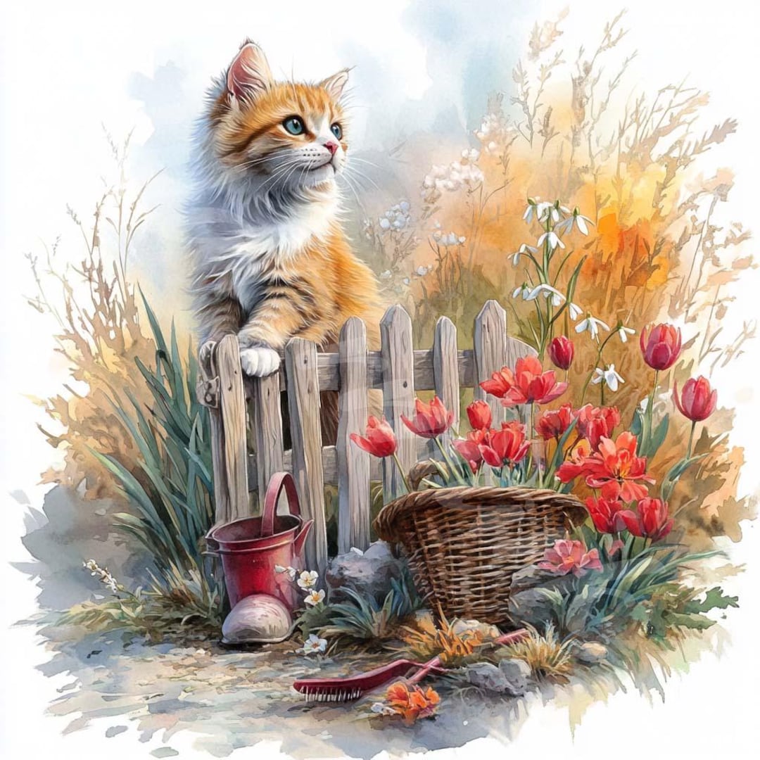 ぷ*あ様 風景画　猫　アクリル絵画　お花のお庭でのんびりにゃぁ〜 il_1080xN.6799226251_38ci.jpg