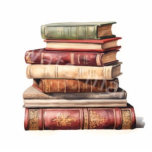 Bücher Clipart, 12 jpg, digitaler Download, Bücherstapel, digitales Papierhandwerk, Kartenherstellung, Einladungen, Junk Journal, Erinnerungsbuch, kommerzielle Nutzung