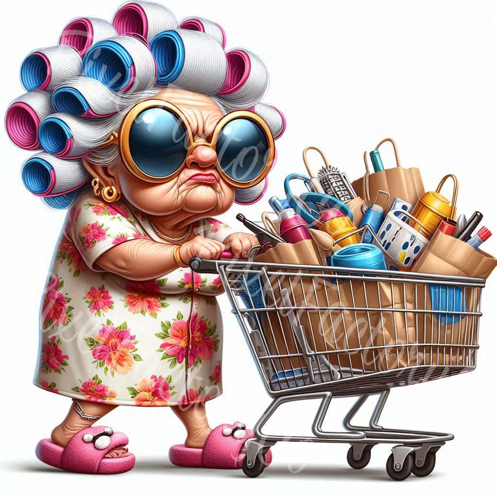 面白いおばあちゃんのクリップアート：元気なおばあちゃんのイラスト