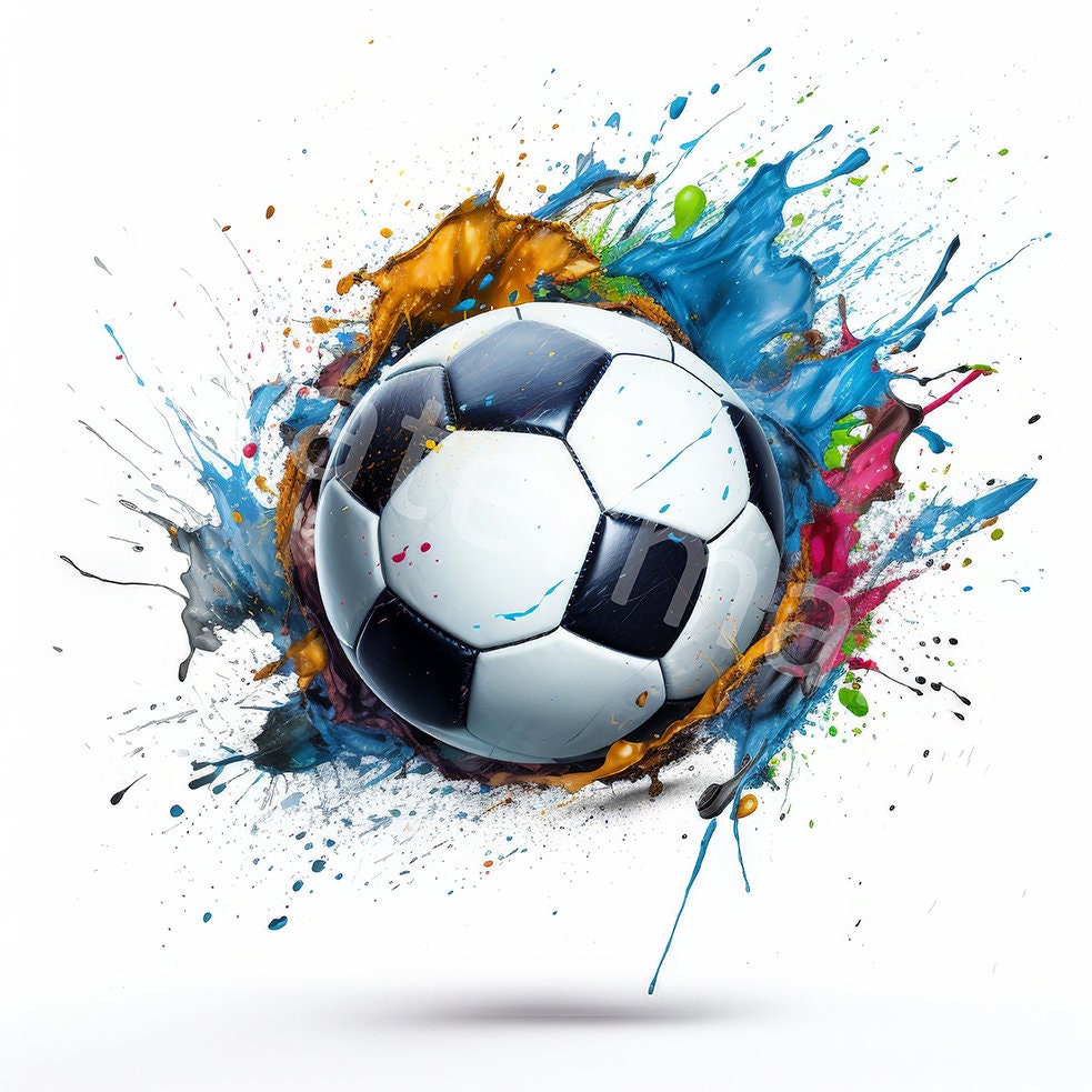 水彩画のサッカークリップアート：スポーツイラスト（デジタル