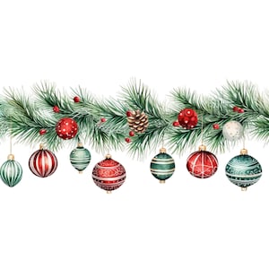 Clipart acquerello bordi natalizi, 10 JPG, artigianato digitale su carta, clipart ghirlande natalizie, clipart creazione biglietti, download digitale, decorazione