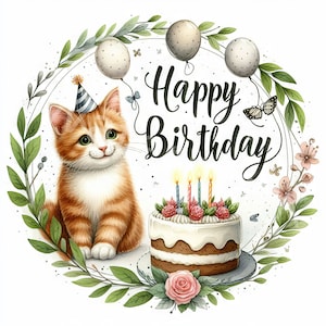 Clipart de cumpleaños, 10 JPG, descarga digital, deseos de cumpleaños, cuaderno, libro de recuerdos, diario basura, archivos para taza, arte de pared, comercial de EE. UU.