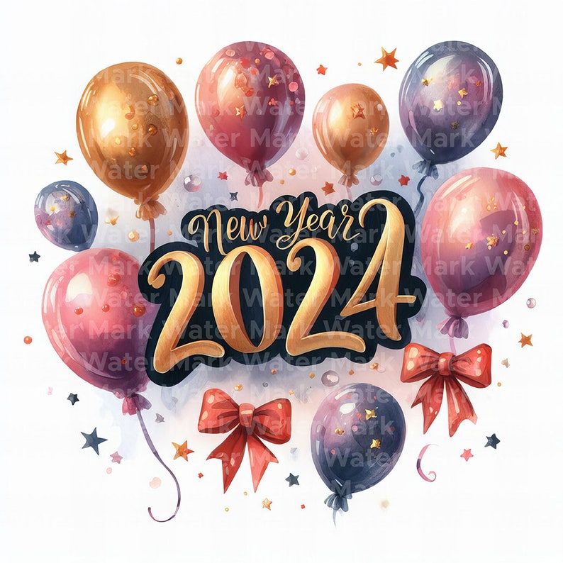 New Year 2024 Clipart 12 Jpg Digital Download Digital Etsy