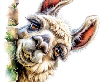 Funny Llama Clipart: Cartoon Alpaca Illustration (Digital Download)