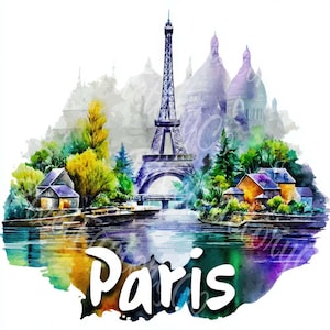 Aquarel stad clipart reizen landmark JPG regenboog illustratie afdrukbare digitale kunst van Rome Madrid Istanbul Tokio Dubai voor kaarten ambachten