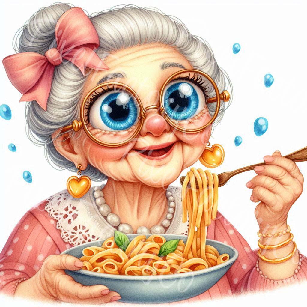 Funny Italian Grandma Pasta Clipart, Vintage Kitchen Art (digital Download)  - Etsy Israel, image size:1024x1024