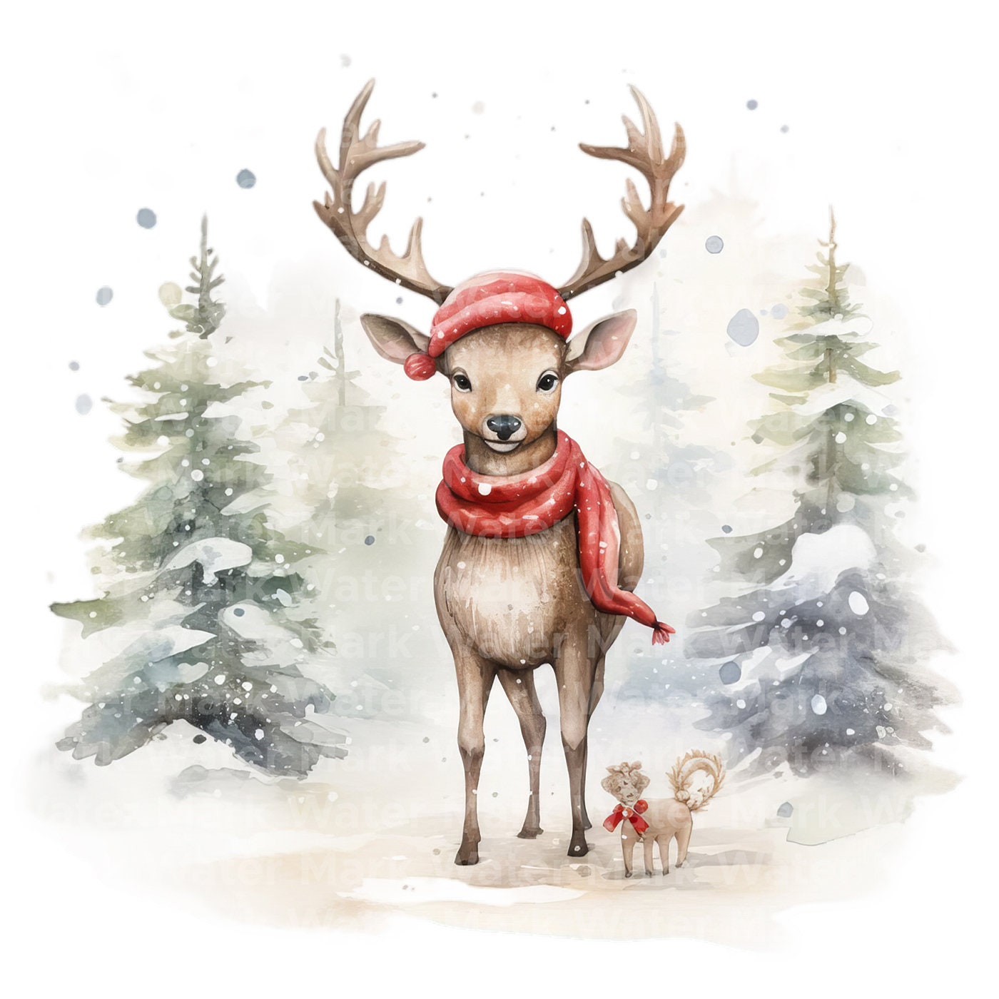Weihnachten Rentier Clipart, 13 jpg, Aquarell Clipart