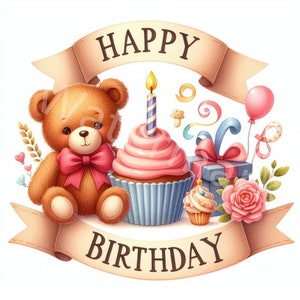 Happy birthday Clipart, 12 jpg, digitaler Download, Geburtstagswünsche, Scrapbook, Erinnerungsbuch, Junk Journal, digitaler Planer, kommerziell