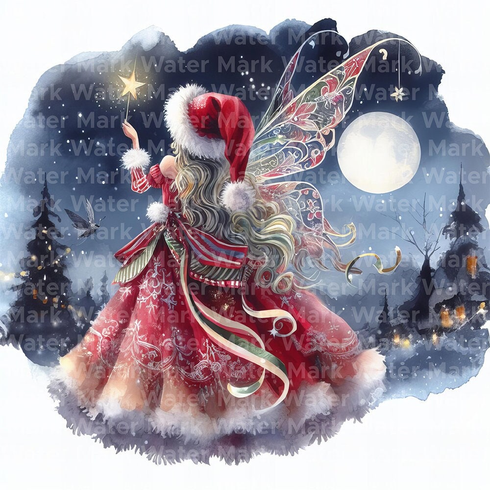 Christmas fairy clipart, 13 jpg, digital download, digital paper crafts, wall art, cards and invitations, decoupage, magazines, junk journal