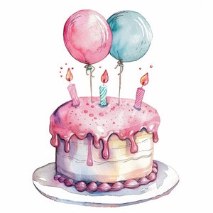 Clipart de pastel de cumpleaños, 11 jpg, descarga digital, pastel con velas, clipart de cuaderno, libro de recuerdos, diario basura, archivos para taza, comercial de EE. UU.