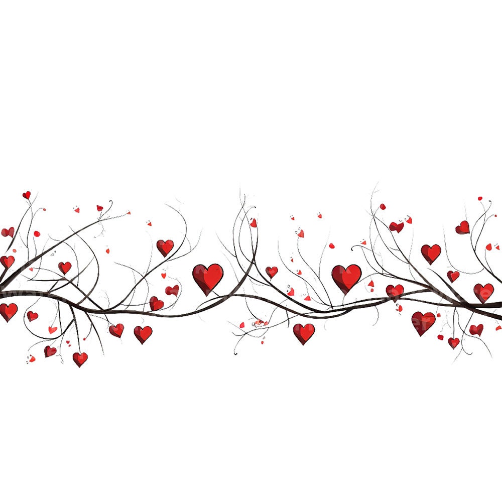 Valentines Day Borders Watercolor Clipart 11 JPG Digital Download Heart Borders Card Making