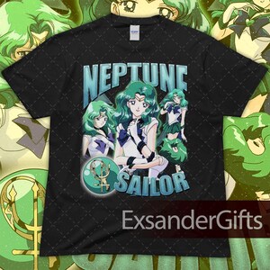 Vintage Neptune T-Shirt, Anime Fan Art Graphic Unisex Black
