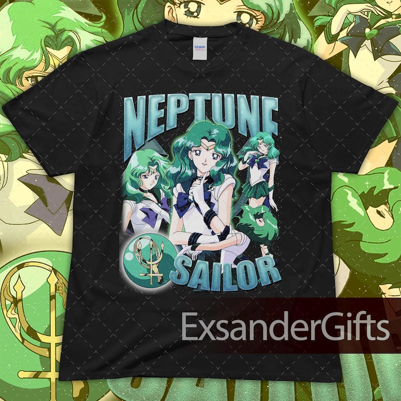 Vintage Neptune T-Shirt, Anime Fan Art Graphic Unisex Black
