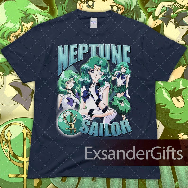 Vintage Neptune T-Shirt, Anime Fan Art Graphic Unisex Navy