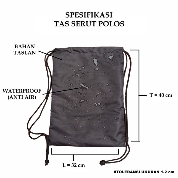 Men's Women's Drawstring Bag - Plain Waterproof Drawstring Gymsack String Bag, Black