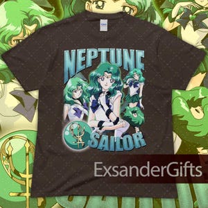Vintage Neptune T-Shirt, Anime Fan Art Graphic Unisex Dark Chocolate
